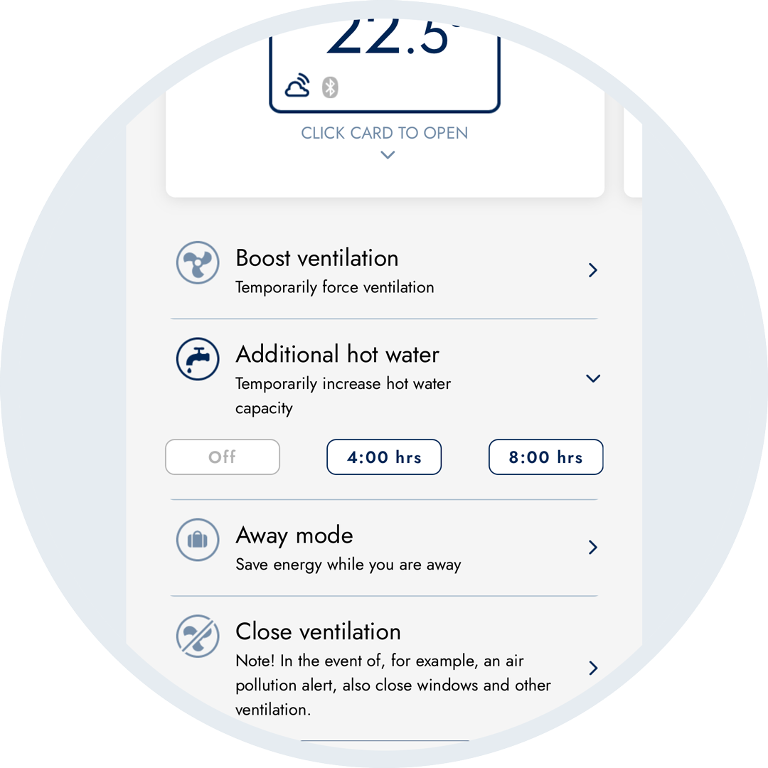 Qvantum App extra hot water